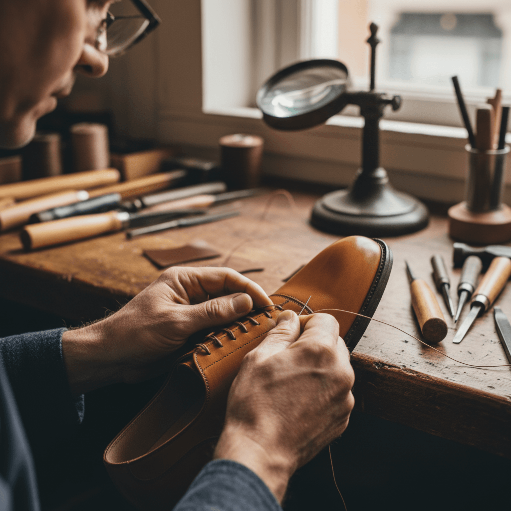 Professional shoe painting and color restoration process