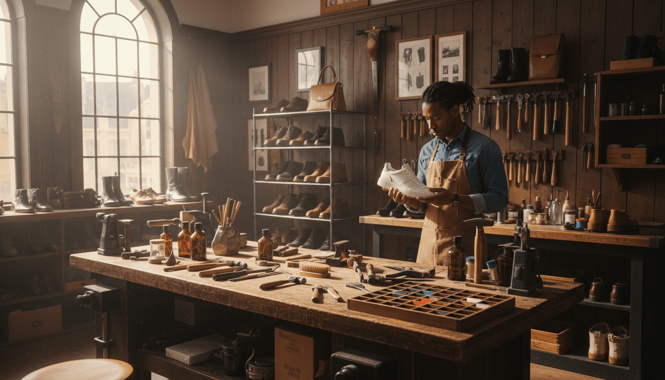 Shoe repair and cleaning workspace